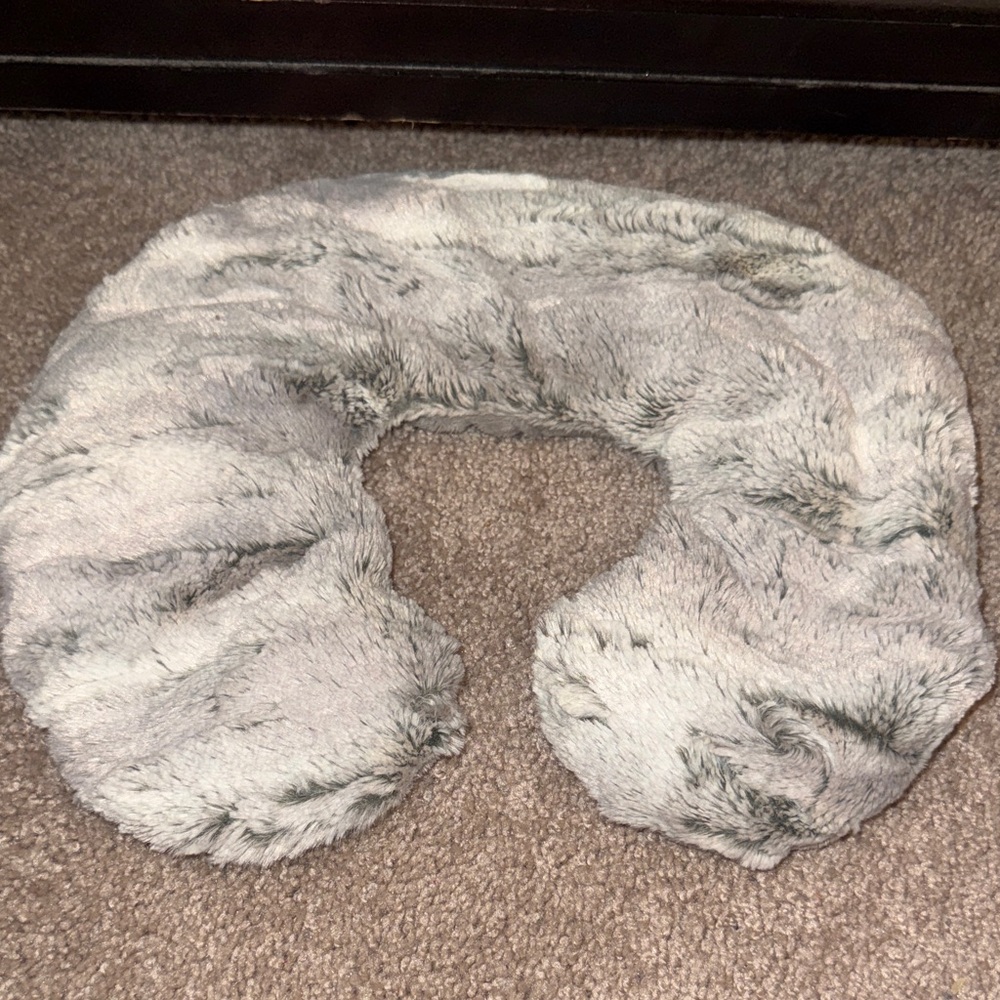 Plush Gray Neck Pillow